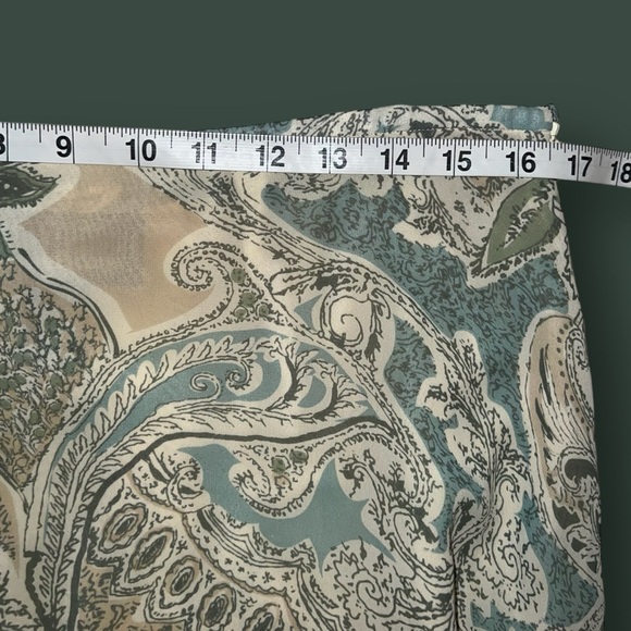 EUC Evan-Picone Asymmetrical Knee-Length Green Paisley Skirt, Size Women’s 14 - Picture 4 of 5